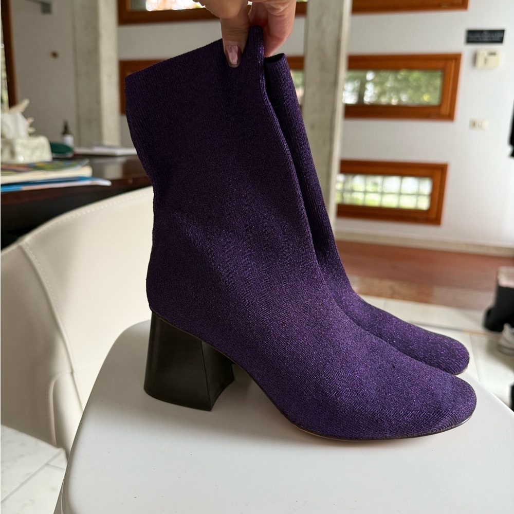CELINE Purple Ankle Sock Boots